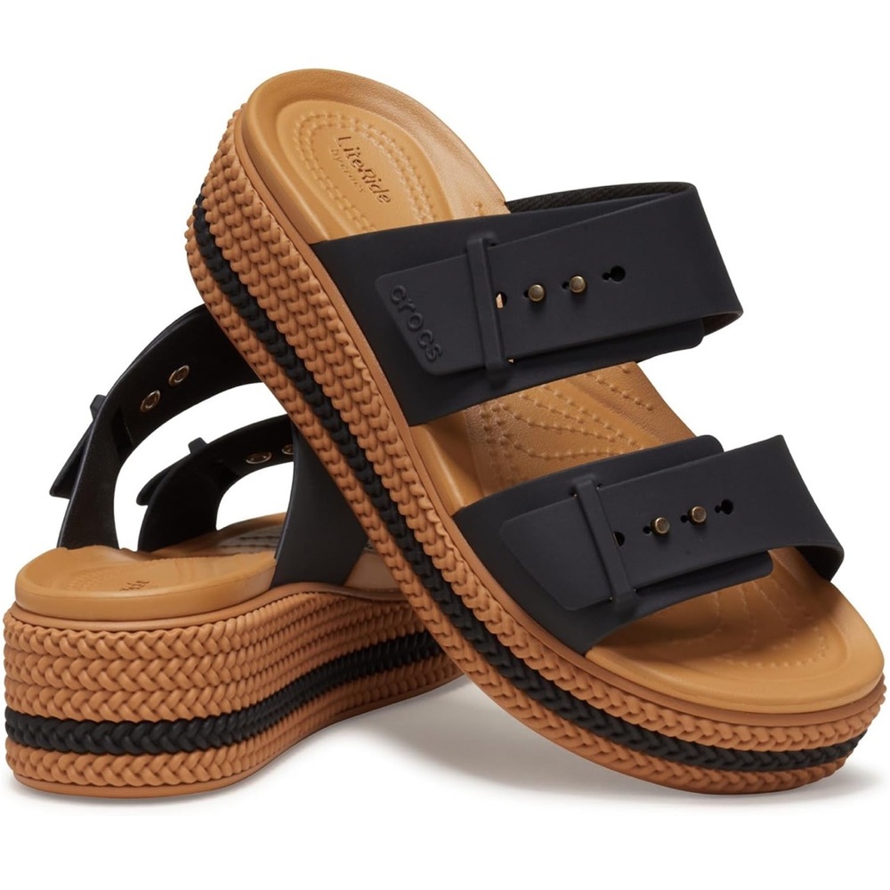 Crocs Women's Brooklyn Buckle Low Wedge Sandal